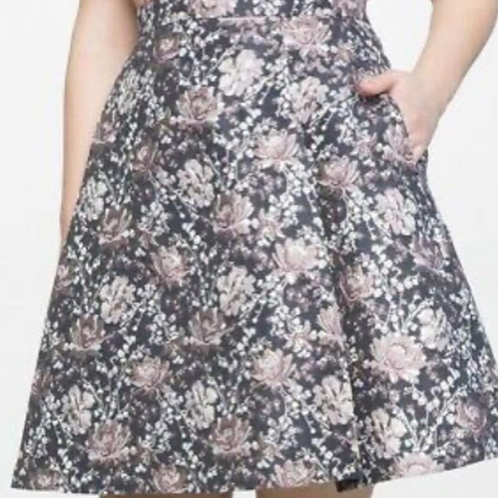 ELOQUII floral brocade skirt